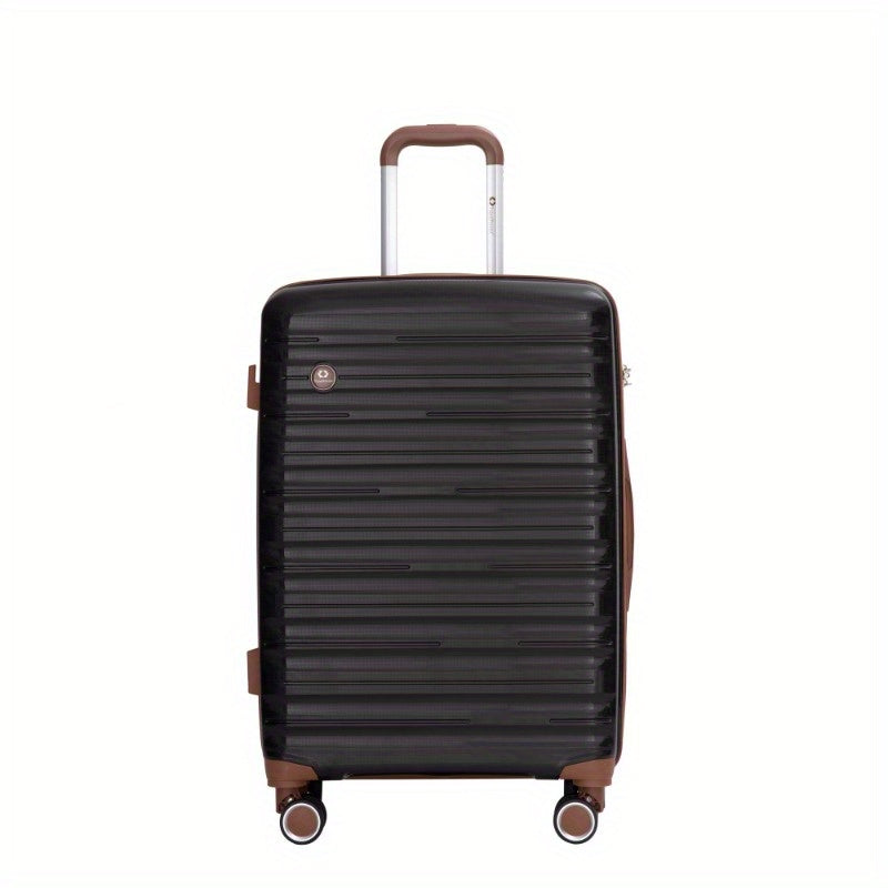 5pcs Set 202428 +a travel bag and a toiletry bag PP Hardshell Carry on Luggage Set with TSA Lock Carry On Suitcase Luggage Durable Suitcase Color BLACK