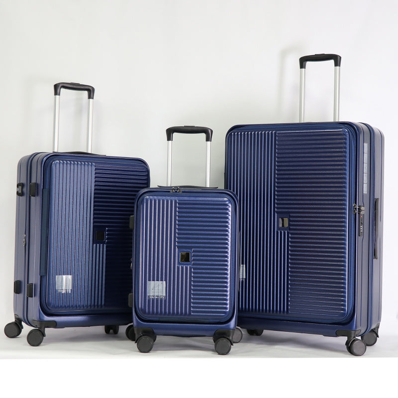 TSA-Approved Lock Hardshell Suitcase with Front Opening Design - Durable ABS+PC Luggage, 360° Spinner Wheels & Telescopic Handle, Blue Travel Suitcase for Business & Vacation