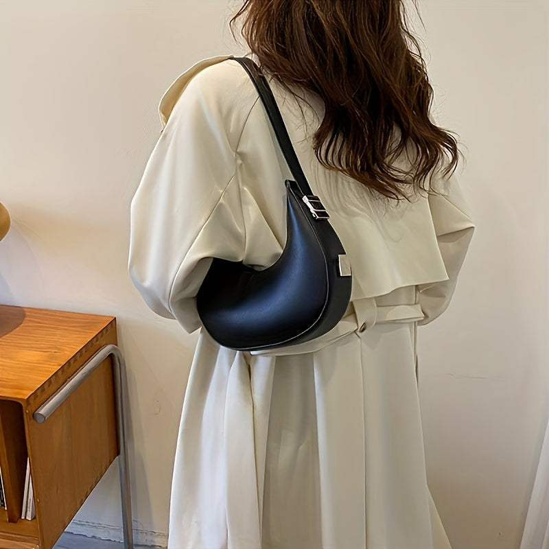 Chic French-Inspired Women'S Crossbody Bag - Stylish Underarm Wallet with Zipper, Available in Khaki, Light Brown, White, Black | Modern Minimalist Design | Compact & Secure Zipper Closure